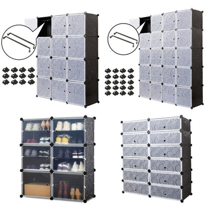 Plastic Wardrobe Clothes Shoe Shelf Storage Organizer Cupboard Closet Cabinet