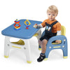 Kids Table and Chair Set Children Activity Art Study Desk Set W/ Building Blocks