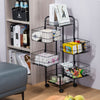 3-6 Tier Kitchen Rotating Storage Trolley Shelf Organiser Vegetable Fruits Rack