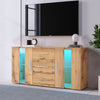 LED Sideboard 2 Doors 3 Drawers Wooden Buffet Storage Cabinet Cupboard TV Unit