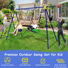 5-In-1 Outdoor Kids Swing Set Children Climbing Ladder Games W/ Basketball Hoop