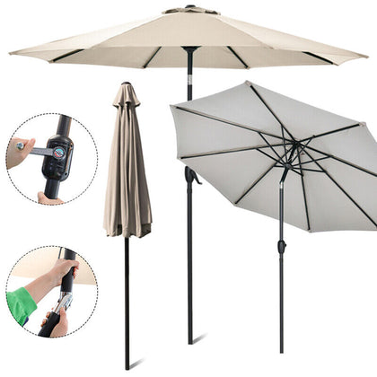 2.7M Parasol Sun Shade Outdoor Garden Patio Round Umbrella Crank Tilt Canopy