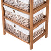 5 Drawer Dresser Wicker Basket Storage Shelf Unit Wooden Frame Home Organisation