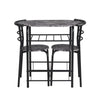 3 Pcs Compact Dining Room Set Kitchen Breakfast Bar Table W/ Storage Shelf Black