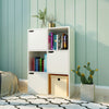 White Bookcase 6 Cube Storage Unit Wooden Bookshelf w/ Doors Living Room Office