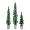 Set of 3 Potted Artificial Christmas Tree Slim Faux Pencil Xmas Tree w/3/4/5 FT