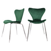 Dining Chairs Set of 4 Velvet Green Padded Seat Chrome Legs Kitchen Home Office