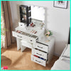 White Modern Dressing Table Mirror Vanity Makeup Desk Stool Set with LED Lights