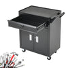 Black Steel Tool Trolley Cabinet with Wheels Workshop Storage Chest Carrier Cart