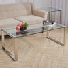 Living Room Tables Tempered Glass Coffee Tea Side Concole Table With Chrome Legs