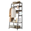 Industrial Clothes Rail Hall Coat Stand w/ Metal Square Tube Frame & Wood Shelf