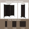 Rolling 4-Panel Room Divider 172cm Folding Privacy Screen Portable Wall Divider