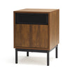 Mondeer Bedside Table Retro End Table with Door & Metal Legs 37x52.5x40 cm Brown