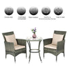 3 Piece Garden Furniture Set Patio Rattan Wicker Cushioned Chairs W/ Glass Table