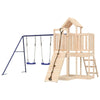 Playhouse with Climbing Wall Swings Solid Wood Pine R4C5
