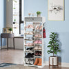 7+6 Tier Wooden Shoe Storage Rack Entryway Display Organizer with Drawer & Hooks