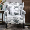 Retro Flower Butterfly Accent Chair Wingback Armchair with Wood Frame LivingRoom