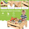 100 PCS Kids Wooden Train Track Railway Set Activity Table W/ Rolling Drawer