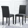 2x Dark Grey Dining Chairs Upholstered Fabric with Rivets Wood Legs Diningroom