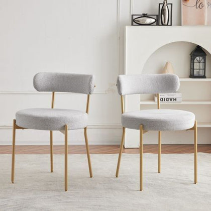 Set of 2 Dining Chairs Upholstered Accent Chairs Kitchen Chairs w/ Metal Legs MR