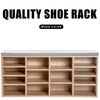 Wooden Storage Shoe Rack w/ 14 Compartments Cushion Moving Shelves for Home BT