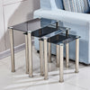 Square Nest of 3 Tables Glass Nested Side End Tables Set Black Modern Home Decor