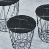Set of 3 Nested Table Side Table Storage Basket Metal Wire Black Marble Effect