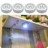 4pcs LED Touch Push Button Light Self-Stick on Battery Powered Cabinet Spot Lamp