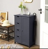 Grey Wooden Floor Standing Bathroom Bedroom Cabinet Cupboard Shelf Door Drawers