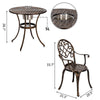 3 Piece Cast Aluminum Garden Table Chairs Set W/ Ice Bucket Outdoor Patio Bistro