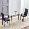 Set of 2 Black Dining Chairs Faux Leather Padded Seat Metal Frame Office Chair