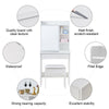 Small White Dressing Table Sliding Mirror Dresser Bedroom Makeup Desk with Stool