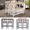 3 Piece Pine Wood High Dining Table Set & 2 Stools Chairs Seat Kitchen Furniture