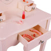 Kids Wooden Fantasy Dressing Table Vanity Set W/3 Drawers&Stool&