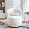 Swivel Tub Chair Teddy Fabric Accent Armchair Barrel Chairs Reading Chair QW