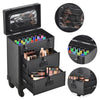 Black Mak Up Trolley Case Travel Beauty Vanity Hairdressing Case with Drawers UK