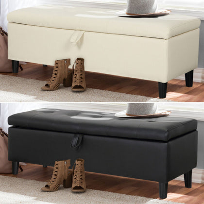Faux Leather Ottoman Storage Box Chesterfield Blanket Box Pouffe Bench Footstool