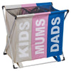 Large 3 Section Laundry Basket Washing Clothes Bag Hamper Folding Organiser Rack