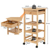 4-Tier Storage Utility Cart Bamboo Kitchen Trolley Rolling kitchen Island Dining