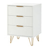 2pcs Bedside Cabinet White Chest of Drawers Bedroom Bedside Table w/ 3 Drawer NS