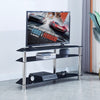 32" to 50" 3 Tier Black Tempered Glass TV Stand Floor Entertainment Unit Center