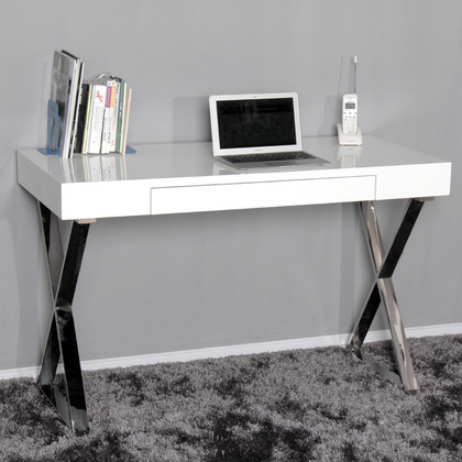 White High Gloss Dressing Table Drawer Computer Desk Office Vanity Console Home