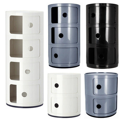 2-5 Drawers Round Storage Unit Plastic Cabinet for Home Hallway Bathroom Bedroom