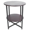 2-Tier Round Side End Table Metal Wood Coffee Tea Sofa Desk For Home Living Room