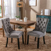 Set of 2 Grey Velvet Dining Chairs Dining Room Kitchen High Back Wooden Legs QY