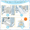 Toddler Slide and Swing Set 4 in 1, Kids Playground Climber Swing Playset Blue