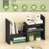 Adjustable Desktop Organiser Office Storage Rack Wooden Display Book Shelf Desk