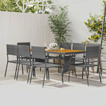 9 Piece Outdoor Dining Set Poly Rattan Grey Z8I2