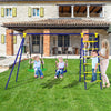 5-In-1 Outdoor Kids Swing Set Children Climbing Ladder Games W/ Basketball Hoop