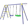 5-In-1 Outdoor Kids Swing Set Children Climbing Ladder Games W/ Basketball Hoop